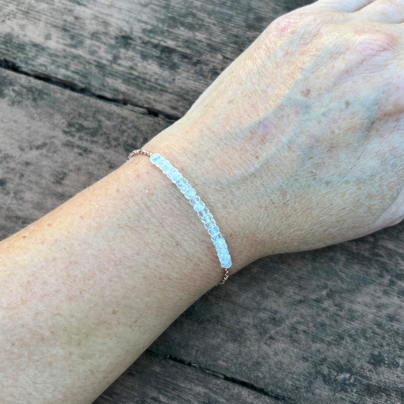 Handmade Natural Moonstone Bracelet Karen Hill Tribe 18k Rose Gold Vermeil Beads - Picture 2 of 6